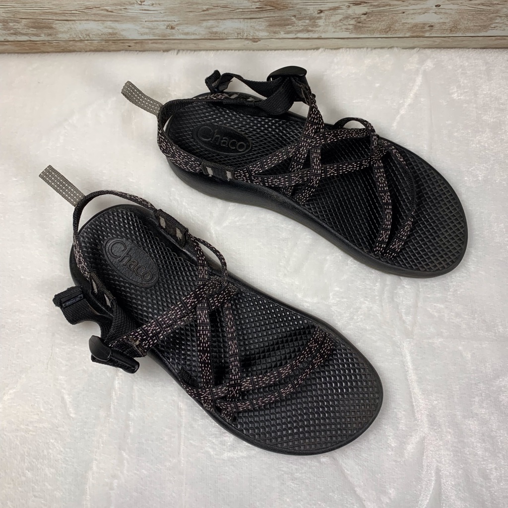 Chaco Big Kid's Zx/1 Ecotread Sandal Size 6 Black Gray White
